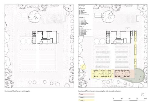 Hawkwood before and after plans