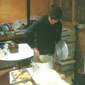 Jo getting ready to serve lunch
